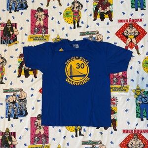 Blue and yellow Golden State Warriors Stephen Curry 30 cotton tee #NBA #Warriors